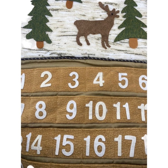 Advent Calendar Moose Trees Primitive Rustic Wooden Dowel Hanger Felt Christmas - Picture 4 of 6